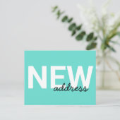 Modern Aqua Blue Typography Moving Announcement Briefkaart (Staand voorkant)