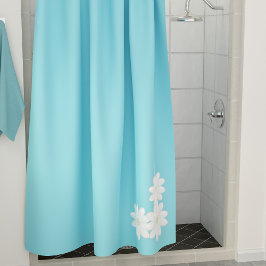 Modern Aqua Blue White Daisy Motif Shower Curtain Douchegordijn