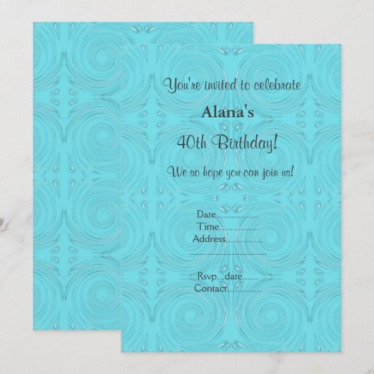 MODERN AQUA BUBBLE SWIRLS ARTIJINVITATIE KAART (Voorkant / Achterkant)