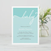 Modern Aqua Calligraphy Script Baby shower Kaart (Staand voorkant)