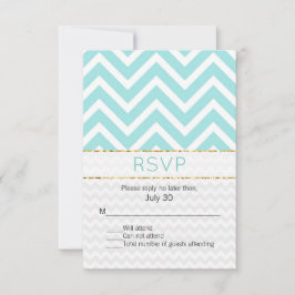 Modern Aqua Chevron Bruiloft RSVP Kaart