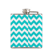 Modern Aqua Coral Chevron Monogram Whiskey Flask Heupfles (Achterkant)