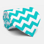 Modern Aqua Coral Chevron Zig Zag Stof Mannen Stro Stropdas (Opgerold)