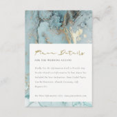 MODERN AQUA DUSKY BLUE GOLD AGATE WEDDING DETAILS INFORMATIEKAARTJE (Voorkant)