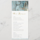 MODERN AQUA DUSKY BLUE GOLD AGATE WEDDING MENU (Voorkant)