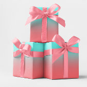 Modern Aqua en Coral Gradient Inpakpapier Vel