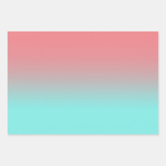 Modern Aqua en Coral Gradient Inpakpapier Vel (Voorkant 2)