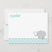 Modern Aqua en Grey Elephant Boy Baby shower Notitiekaartje (Voorkant)