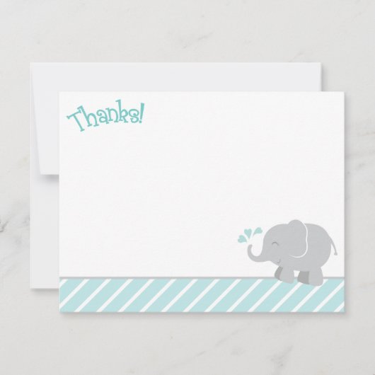 Modern Aqua en Grey Elephant Boy Baby shower Notitiekaartje (Voorkant)