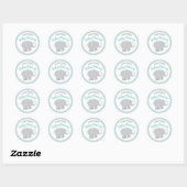Modern Aqua en Grey Elephant Boy Baby shower Ronde Sticker (Vel)