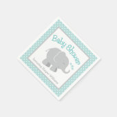Modern Aqua en Grey Elephant Boy Baby shower Servet (Hoek)