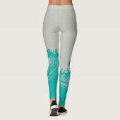 Modern Aqua en Grey Waves Leggings (Achterkant)