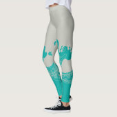 Modern Aqua en Grey Waves Leggings (Links)