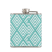 Modern Aqua en Navy Chevron Diamond Monogram Heupfles (Achterkant)