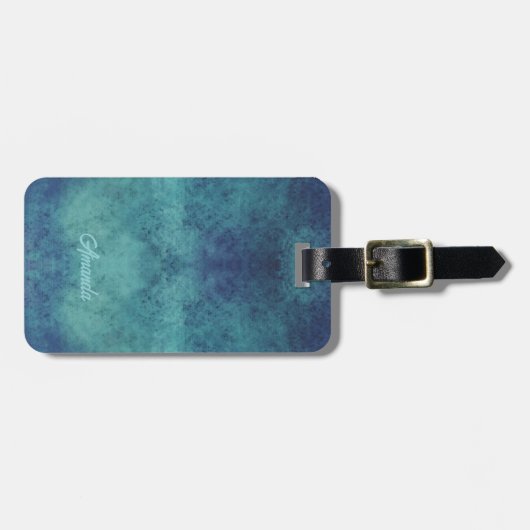 Modern Aqua en Paars Abstract Bagagelabel (Voorkant horizontaal)