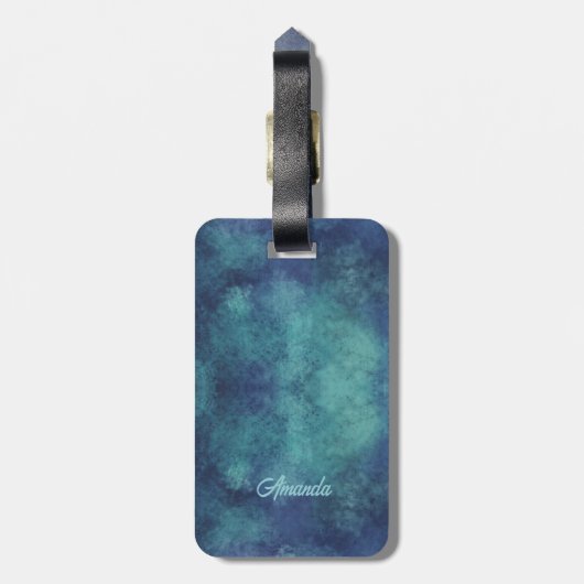 Modern Aqua en Paars Abstract Bagagelabel (Achterkant verticaal)