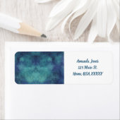 Modern Aqua en Paars Abstract Etiket (Insitu)