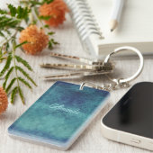 Modern Aqua en Paars Abstract Sleutelhanger (Voorkant Rechts)