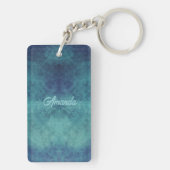 Modern Aqua en Paars Abstract Sleutelhanger (achterkant)