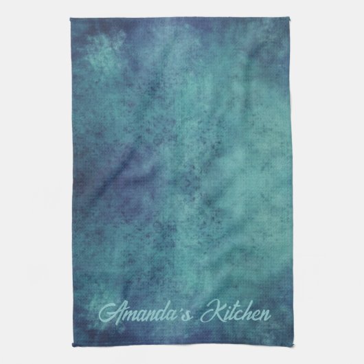 Modern Aqua en Paars Abstract Theedoek (Verticaal)