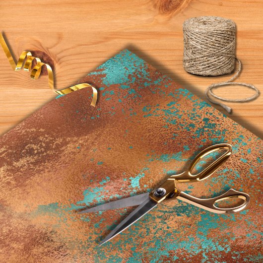 Modern Aqua & Faux Copper Color Wedding Tissuepapier