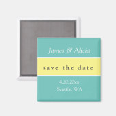Modern Aqua & Geel Save the Date Magneet (Voorkant / Achterkant)