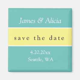 Modern Aqua & Geel Save the Date Magneet
