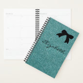Modern Aqua Glitter Girly Personalized Planner (Display)