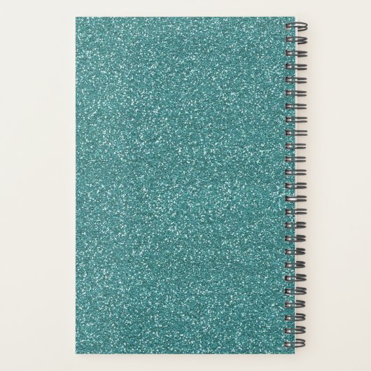 Modern Aqua Glitter Girly Personalized Planner (Achterkant)