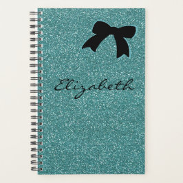 Modern Aqua Glitter Girly Personalized Planner