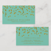 Modern Aqua & Gold Confetti Visitekaartje (Voorkant / Achterkant)