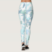 Modern Aqua Gray en White Geometric Leggings (Achterkant)