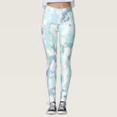 Modern Aqua Gray en White Geometric Leggings (Voorkant)