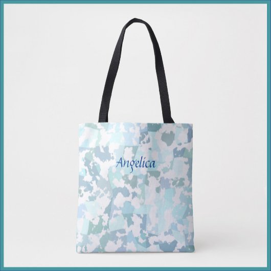 Modern Aqua Gray en White Geometric Tote Bag