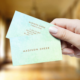 Modern Aqua Green Ombre Gradient Linen Visitekaartje