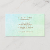 Modern Aqua Green Ombre Gradient Linen Visitekaartje (Achterkant)