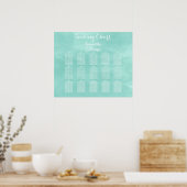 Modern aqua green waterverf table seining chart poster (Keuken)