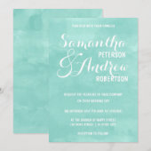 Modern aqua green waterverf Wedding Kaart (Voorkant / Achterkant)