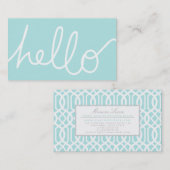 Modern Aqua Hallo Professional Visitekaartje (Voorkant / Achterkant)