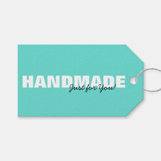 Modern Aqua Handgemaakt voor je hangende Gift Labe Cadeaulabel (Voorkant (Horizontaal))