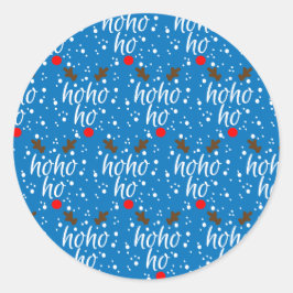 Modern Aqua Ho-Ho-Ho-Ho Kerstscript Ronde Sticker