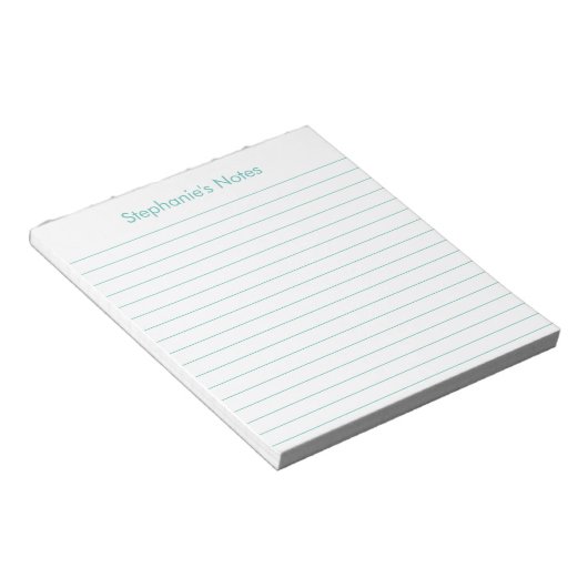 Modern Aqua Lined Personalized Notitieblok (Schuin)