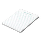 Modern Aqua Lined Personalized Notitieblok (Linkerzijde)