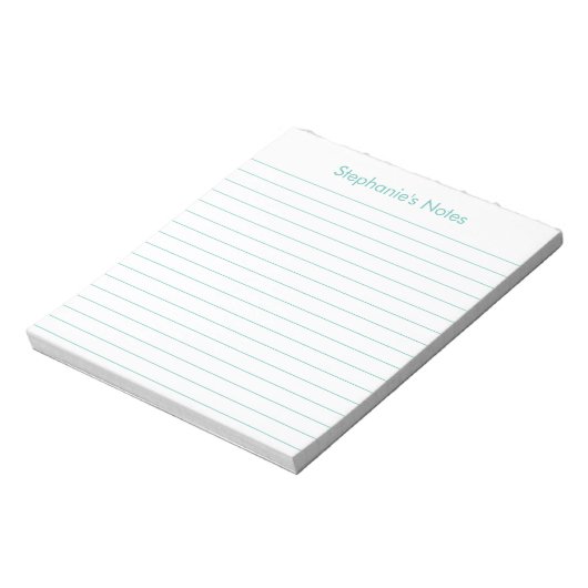 Modern Aqua Lined Personalized Notitieblok (Linkerzijde)