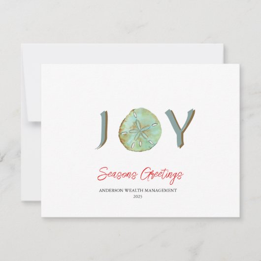 Modern Aqua Nautical Christmas JOY Holiday Feestdagenkaart (Voorkant)