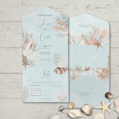 Modern Aqua Ocean & Shells Diner All In One Uitnodiging