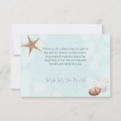 Modern Aqua Ocean & Shells Wedding Bedankkaart (Achterkant)