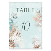 Modern Aqua Ocean & Shells Wedding Kaart (Achterkant)