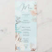 Modern Aqua Ocean & Shells Wedding Menu (Voorkant)