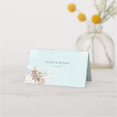 Modern Aqua Ocean & Shells Wedding Plaatskaartje (Achterkant)